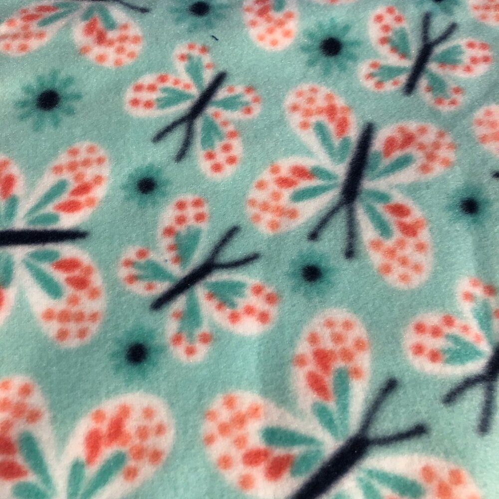 Fabric fleece Butterflies 1 yard x 58” wide on mint new polyester JoAnn